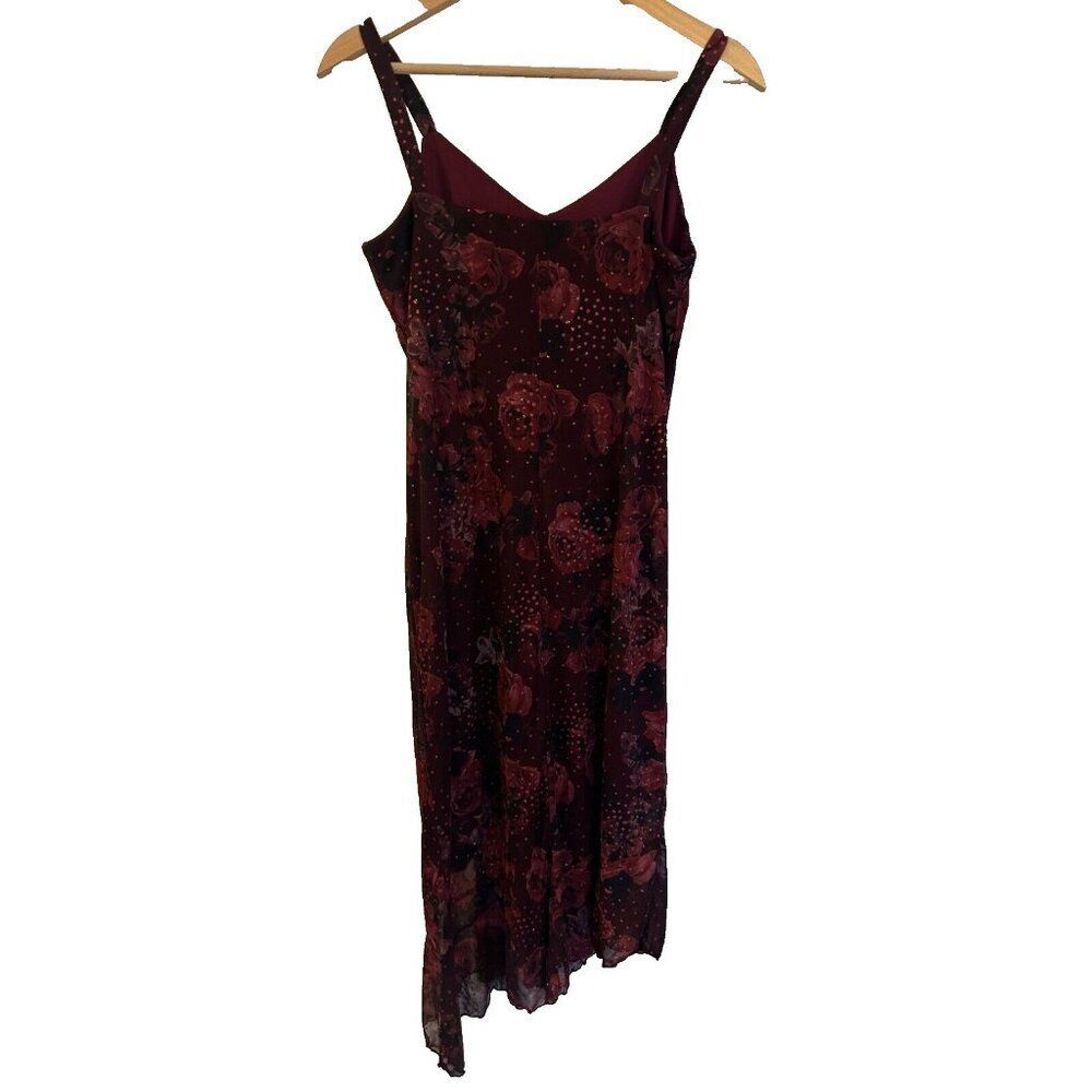 VTG AGB Dark Floral Whimsigoth Asymmetric Dress Y2K Size 12
